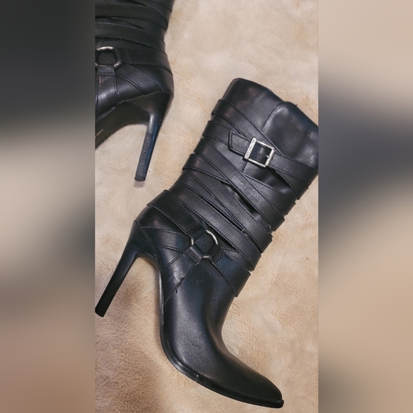 Women's Harley-Davidson "Mikayla"leather boots Strappy Stiletto Sz 7US 6UK 35EUR - Picture 3 of 15